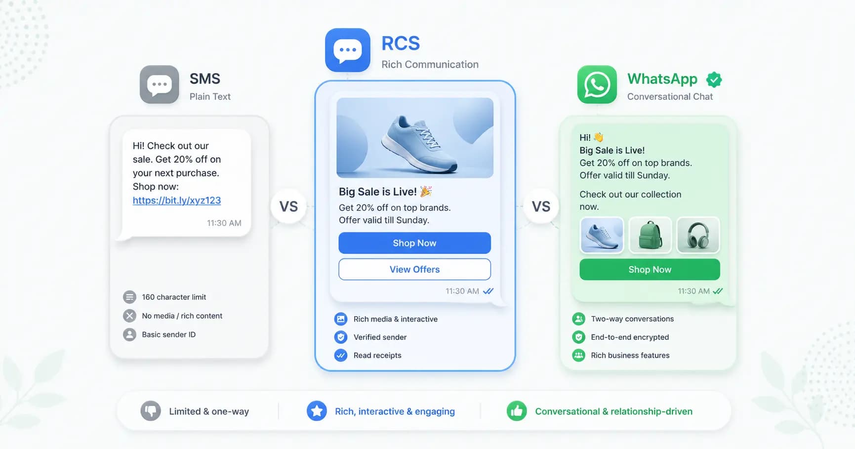 RCS vs WhatsApp vs SMS: Which Messaging Channel Should You Use? (2026)